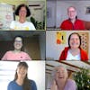 Eine Bildschirmaufnahme eines Lachyoga-Zoom-Meetings mit lachenden Gesichtern
